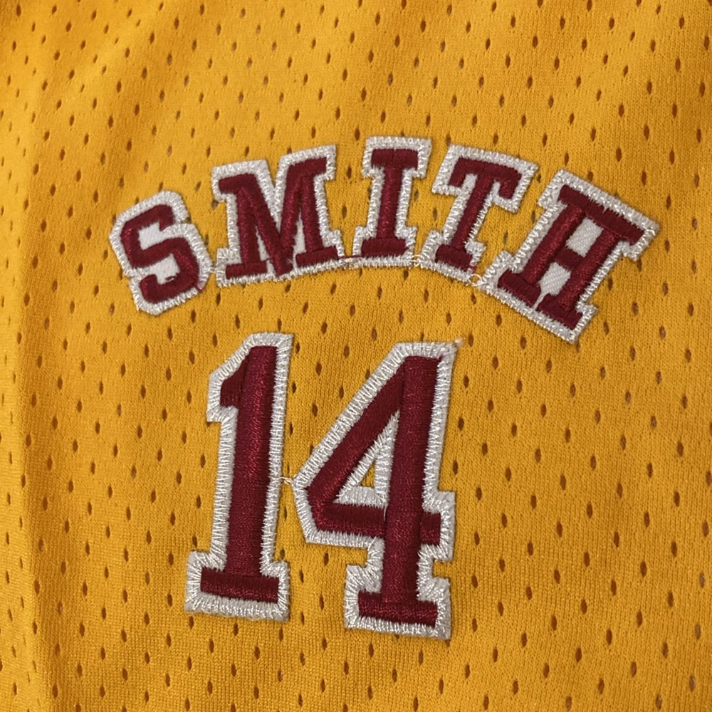 Just Don Gold and Red Bel-Air Academy Athletic Shorts - Picture 3 of 7